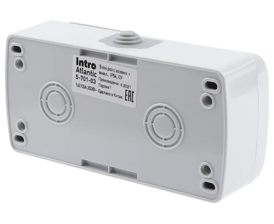 Блок розетка с выключателем Intro Atlantic 5-701-03 открытой установки IP54 серый Б0050947 – изображение 3