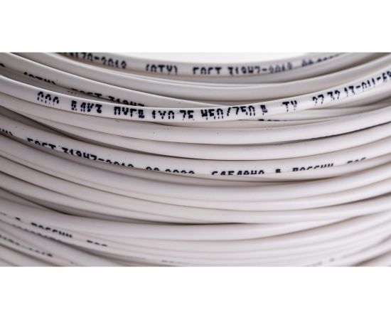 Провод ПУГВ Торкабель 0,75 белый 100м в коробке 0749524537288 – изображение 4