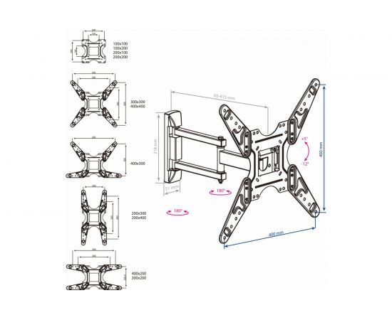 Кронштейн для LED/LCD телевизоров Kromax OPTIMA-414 black 29012 – изображение 5