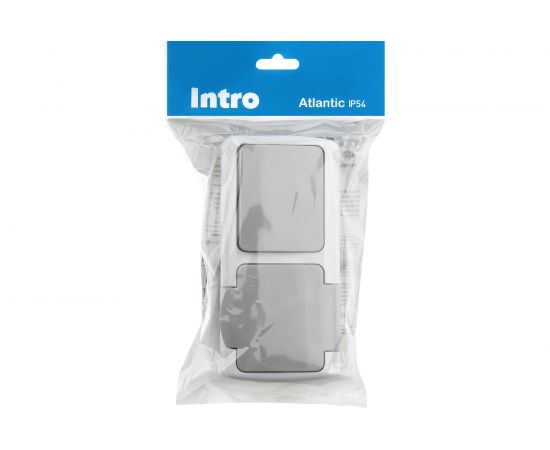 Блок розетка с выключателем Intro Atlantic 5-701-03 открытой установки IP54 серый Б0050947 – изображение 5