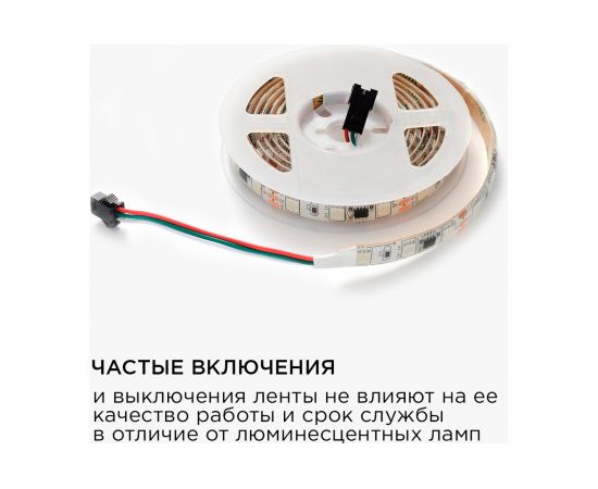 Комплект цифровой светодиодной ленты Apeyron 12В, 14,4Вт/м, smd5050, 60д/м, IP65, подложка 10мм/белая, 2м, rgb 84ЦЛ – изображение 7