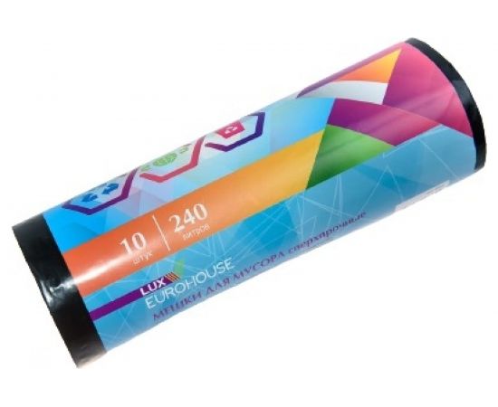 Мешки для мусора сверхпрочные (10 шт; 240 л; 50 мкм; 100х130 см; ПВД) EUROHOUSE 9085 