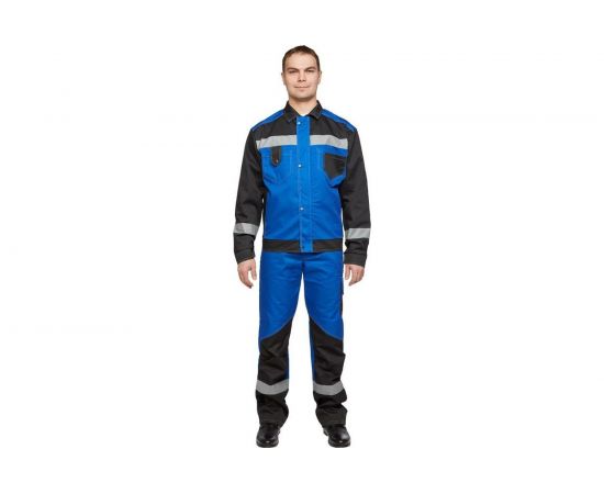 Мужской костюм ООО Комус л21-КБР васильковый/черный, р.48-50, рост 182-188 816128 