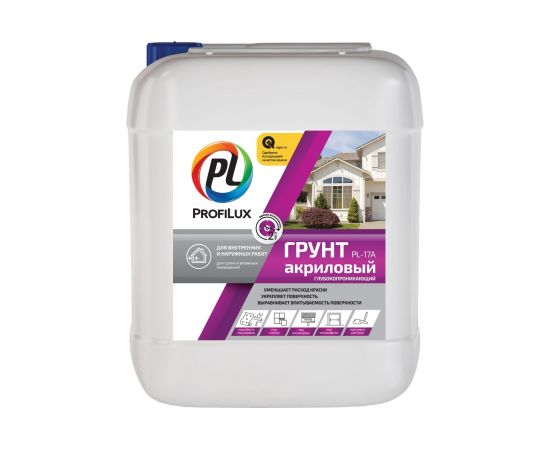 Акриловый грунт для наружных и внутренних работ Profilux PL 17A 10 л Н0000000907 