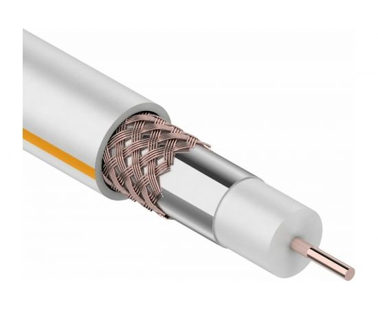 Коаксиальный кабель REXANT SAT 50 M, Cu/Al/Cu, 75%, 75 Ом, бухта 100 м, белый 01-2401 