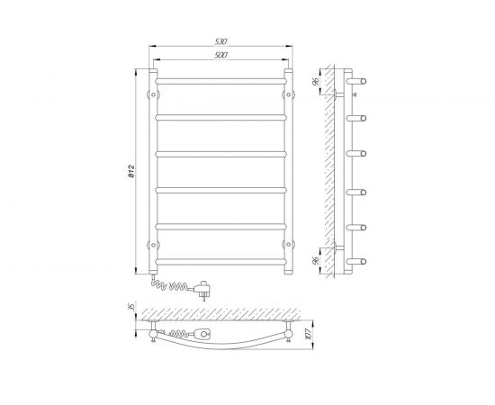 Полотенцесушитель Laris Классик П6 500/800 левый тэн 73207391 – изображение 2