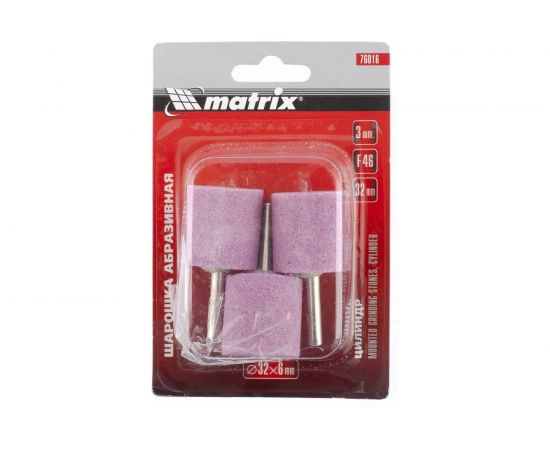Шарошка абразивная (3 шт; 32x32x6 мм; F46; цилиндр) MATRIX 76016 – изображение 2