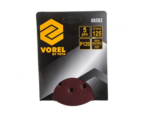 Круг шлифовальный абразивный с перфорацией (5 шт; 125 мм; Р120) для резиновых дисков VOREL 8582 – изображение 2