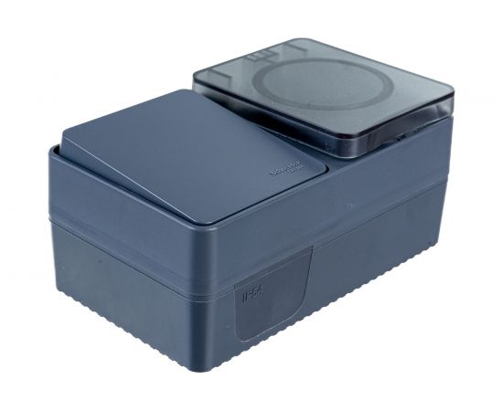 Блок: розетка с заземлением со шторками 16А 250B и 1-клавишный выключатель 10А Schneider Electric AtlasDesign AtlasDesign PROFI IP54 открытой установки ATN544070 – изображение 3