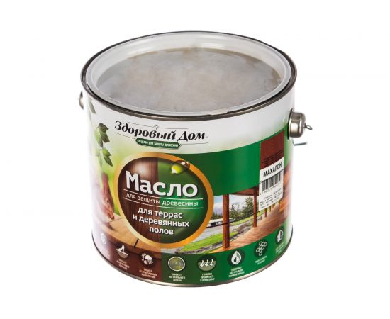 Масло для террас и деревянных полов Здоровый Дом махагон 1,8 л Лк-00009562 