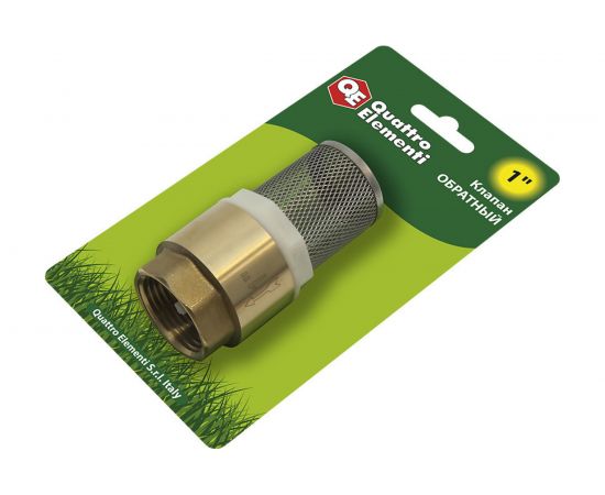 Клапан обратный с несъемной сеткой (F 1"; латунь) QUATTRO ELEMENTI 771-800 