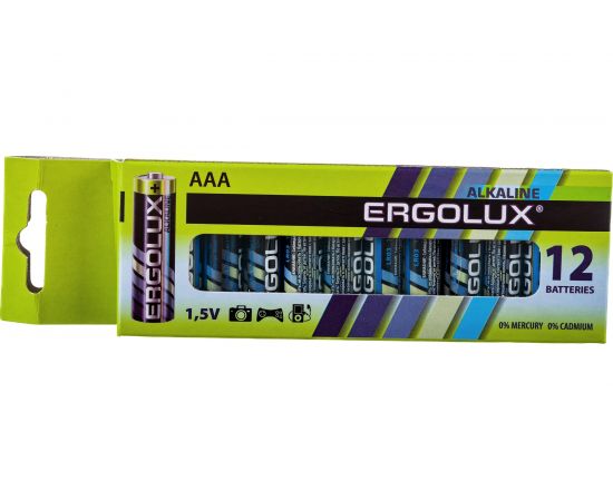 Батарейка Ergolux 1.5В, LR03, Alkaline, BP-12 11745 
