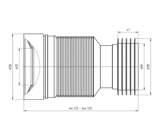 Гофра АНИ Пласт для унитаза 110 мм, L- 225-520 мм, для чугунных труб K828 025-0148 – изображение 2