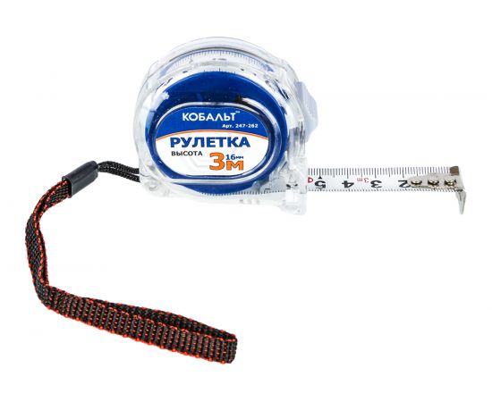 Рулетка (3 м x 16 мм, прозрачный корпус) КОБАЛЬТ Высота 247-262 – изображение 2