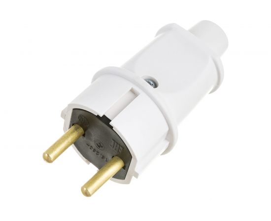 Вилка Пан Электрик без заземления, 16А, 250В, прямой вывод, проводника ABS-пластик, белая 24201 7 – изображение 2