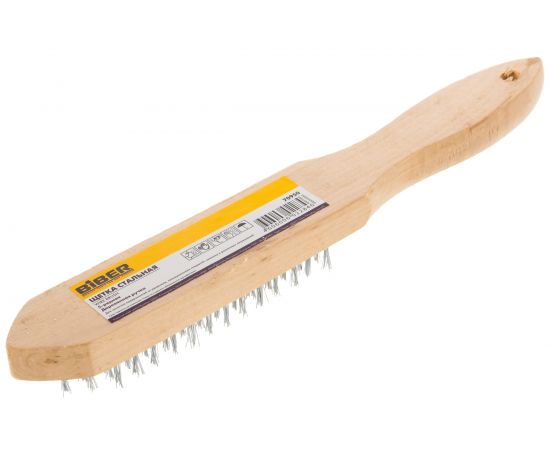Пятирядная стальная щетка с деревянной ручкой Biber 70950 тов-076238 – изображение 2