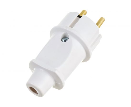 Вилка Пан Электрик без заземления, 16А, 250В, прямой вывод, проводника ABS-пластик, белая 24201 7 – изображение 3