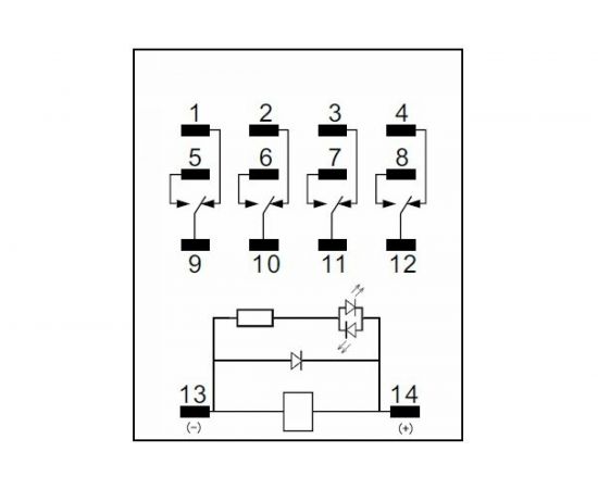 Промежуточное реле РЕЛЕОН 4 перекидных контакта 6А 24В DC RP434902405 – изображение 3