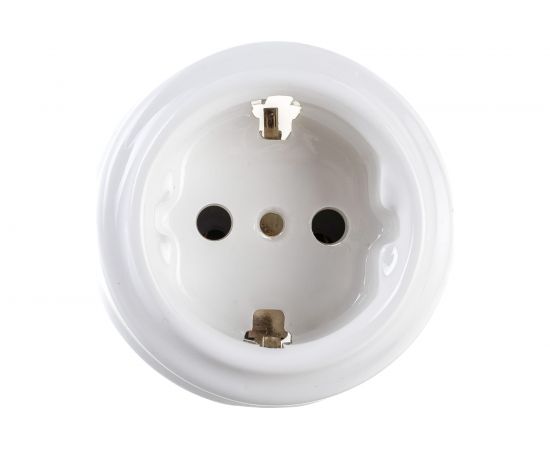 Розетка Retrika, ретро с заземляющим контактом белый RS-80001 – изображение 4