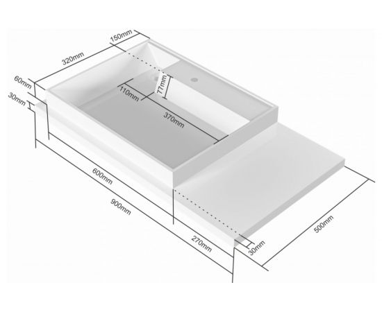 Умывальник СаНта Юпитер 900х500, левый, без кронштейнов 900128 – изображение 5