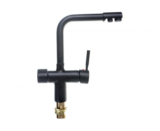 Смеситель для кухонной мойки Haiba латунь, с подключением к фильтру с питьевой водой, высокий излив, черный HB70088-7 – изображение 5