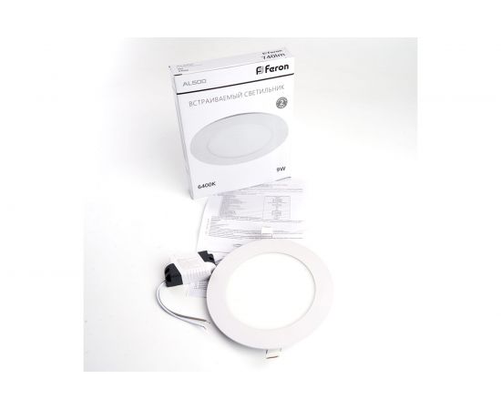 Светодиодный встраиваемый светильник FERON AL500, 9W,6400K, 740Lm, белый 27999 – изображение 6