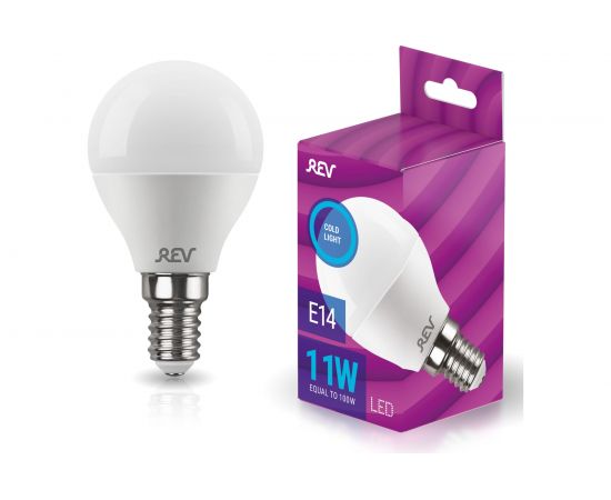 Светодиодная лампа REV G45 Е14 11W, 6500K, дневной свет 32507 9 
