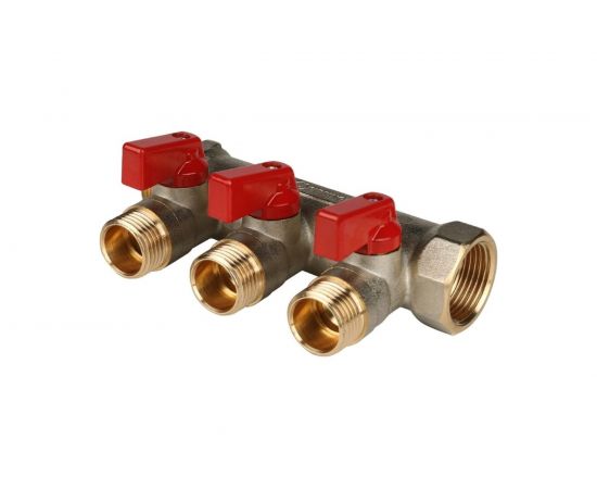 Коллектор с шаровыми кранами STOUT 3/4, 3 отвода 1/2 RG008S258O4VEA 