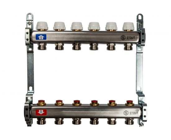 Коллектор из нержавеющей стали без расходомеров STOUT 6 выходов SMS 0922 000006 