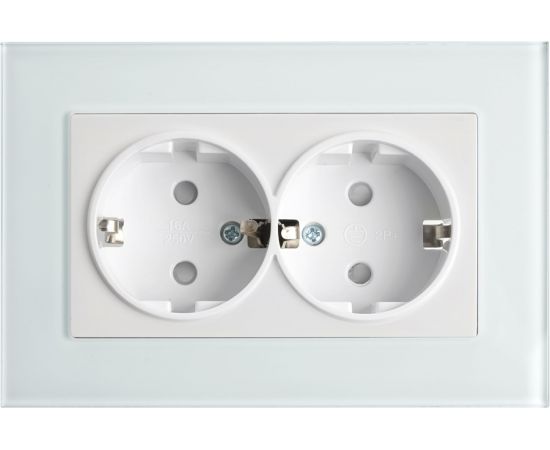 Электрическая 2-местная розетка STEKKER с заземлением, серия Катрин, GLS16-7014-01, белый 39169 
