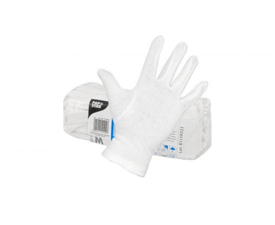 Перчатки PAPSTAR M 12 пар/уп, хлопок, белые 1/12 PS-12420 