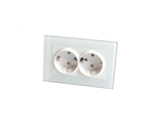 Электрическая 2-местная розетка STEKKER с заземлением, серия Катрин, GLS16-7014-01, белый 39169 – изображение 2