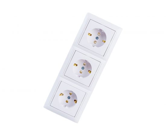 Розетка Bylectrica 3-местная СУ с заз.конт. на шинах, серия СТИЛЬ, белый, РС16-354 – изображение 2