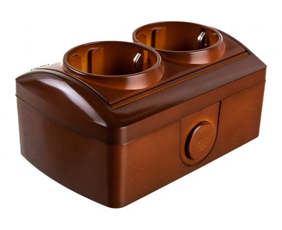 Двойная розетка Lezard NATA с заземлением, закрытый корпус, керамика, сосна 710-0800-127 – изображение 3