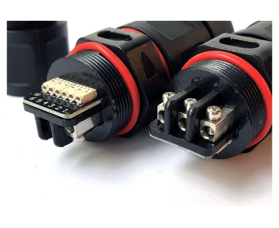 Водостойкий разъем TTAF Elektronik 3 силовых полюса/6 сигнальных 250V 25A/1А IP67 WPI-3602M25 – изображение 3