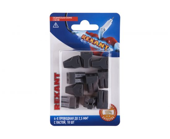 Соединительная 4-х проводная клемма REXANT с пастой 0,75-2,5 мм2 10шт 06-0207-B10 