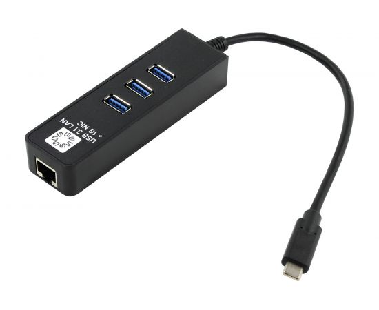 Сетевая карта 5bites USB3.1 RJ45 1 гигабит 3х портовый USB3.0 разветв. черный UA3C-45-10BK 