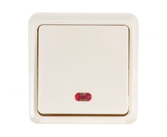 Одноклавишный выключатель IEK ОКТАВА с индикацией, 10А, наружный, кремовый EVO11-K33-10-DC 