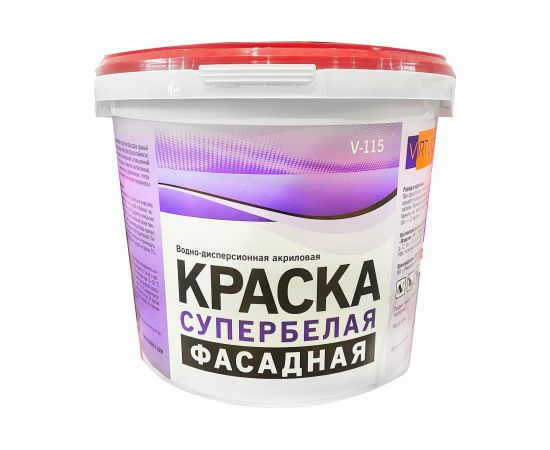 Краска VIRTUOSO V-115 А фасадная 14кг супербелая морозостойкая 11589378 