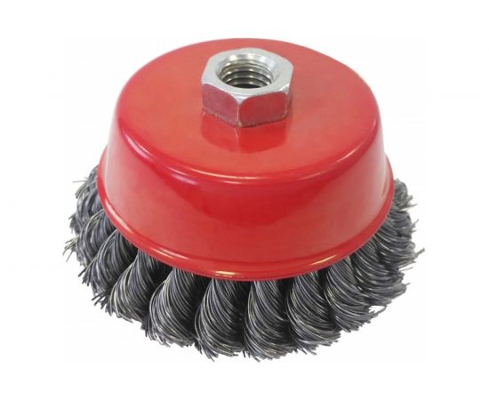 Щетка-крацовка чашка (75 мм; M14, двухрядная; стальная скрученная проволока) Pobedit 2128307 