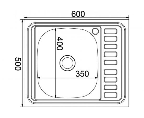 Мойка mixline 50х60х18 см, 0.8, левый выпуск 3 1/2, с сифоном 538194 – изображение 2