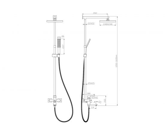 Смеситель для ванны с верхним душем OLIVES 05511GN – изображение 2