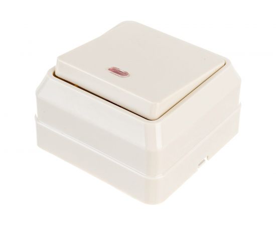 Одноклавишный выключатель IEK ОКТАВА с индикацией, 10А, наружный, кремовый EVO11-K33-10-DC – изображение 2