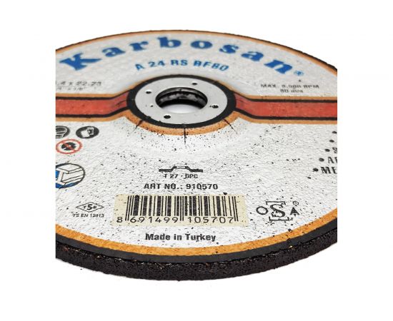 Диск шлифовальный по металлу 180х6.4х22 мм Karbosan 10570 – изображение 2