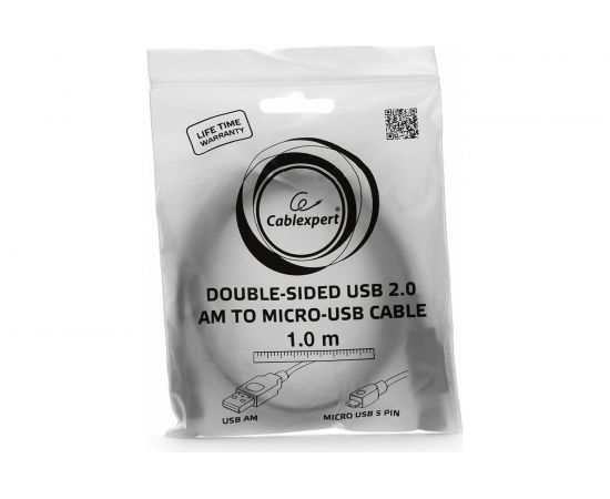 Кабель Cablexpert USB 2.0, мультиразъем USB A, AM/microB, 5P, 1м, пакет CC-mUSB2D-1M – изображение 3