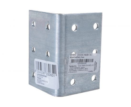 Перфорированный уголок GAH ALBERTS оцинкованный, 40х40х60х2.5 мм 330651 – изображение 3