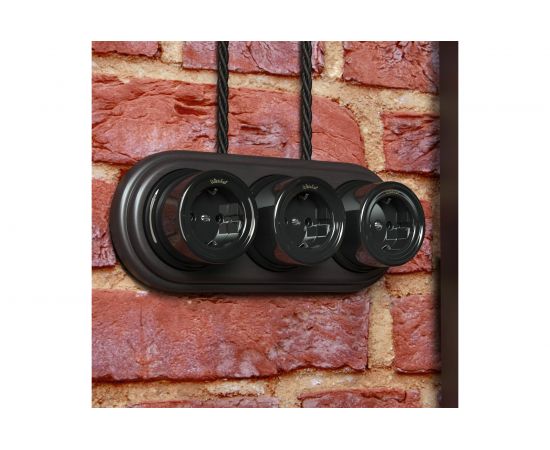 Розетка с заземлением WERKEL W5671008 черный Ретро a051453 – изображение 3