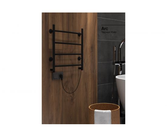 Полотенцесушитель INDIGO Arc electro 50/50, черный муар, провод справа УТ000034026 – изображение 3