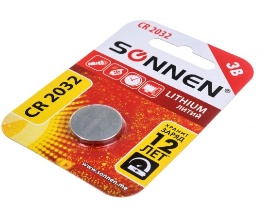 Батарейка SONNEN Lithium, CR2032, литиевая, 1 шт., в блистере, 451974 – изображение 3