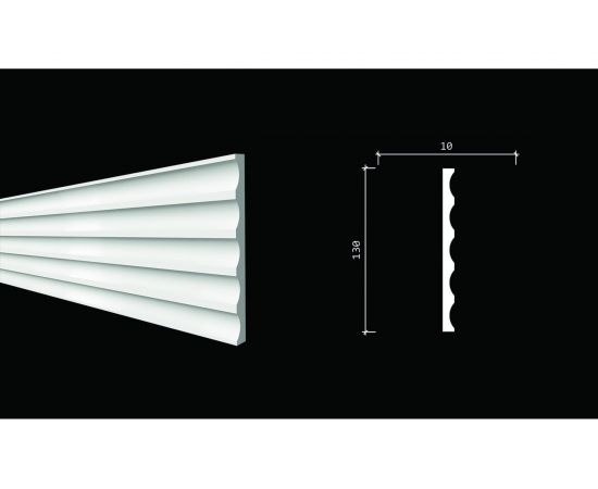 Стеновой молдинг (панель) Decor-Dizayn ""Грани"" ударопрочная, влагостойкая, под покраску 130Х10Х2000 мм DD902 – изображение 3